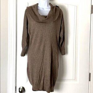 Express Womens Tunic Sweater Brown Heathered Long Sleeve Stretch Cowl Neck XS